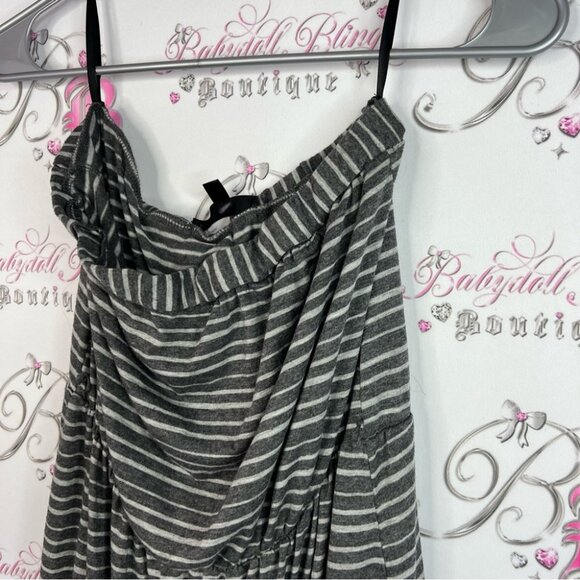 Love Stitch dress strapless maxi long style flowy grey and White Striped Skirt - Picture 4 of 9